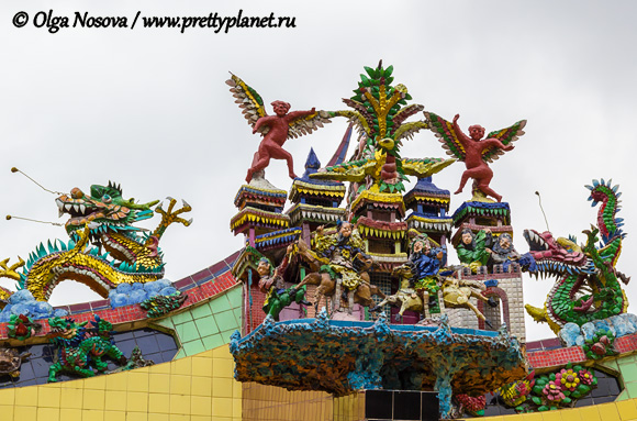 храм, буддизм, украшение, фигуры, боги, дракон, Сингапур
